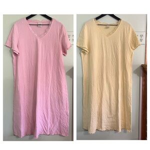 Blair Womens Yellow Pink Pointelle Lot of 2 Nightgowns Nightie XL